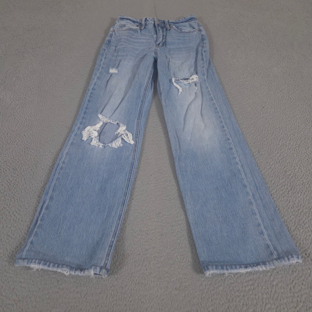 Vervet Jeans Womens 26 Light Blue Satisfying Distressed Straight Leg Denim Pants